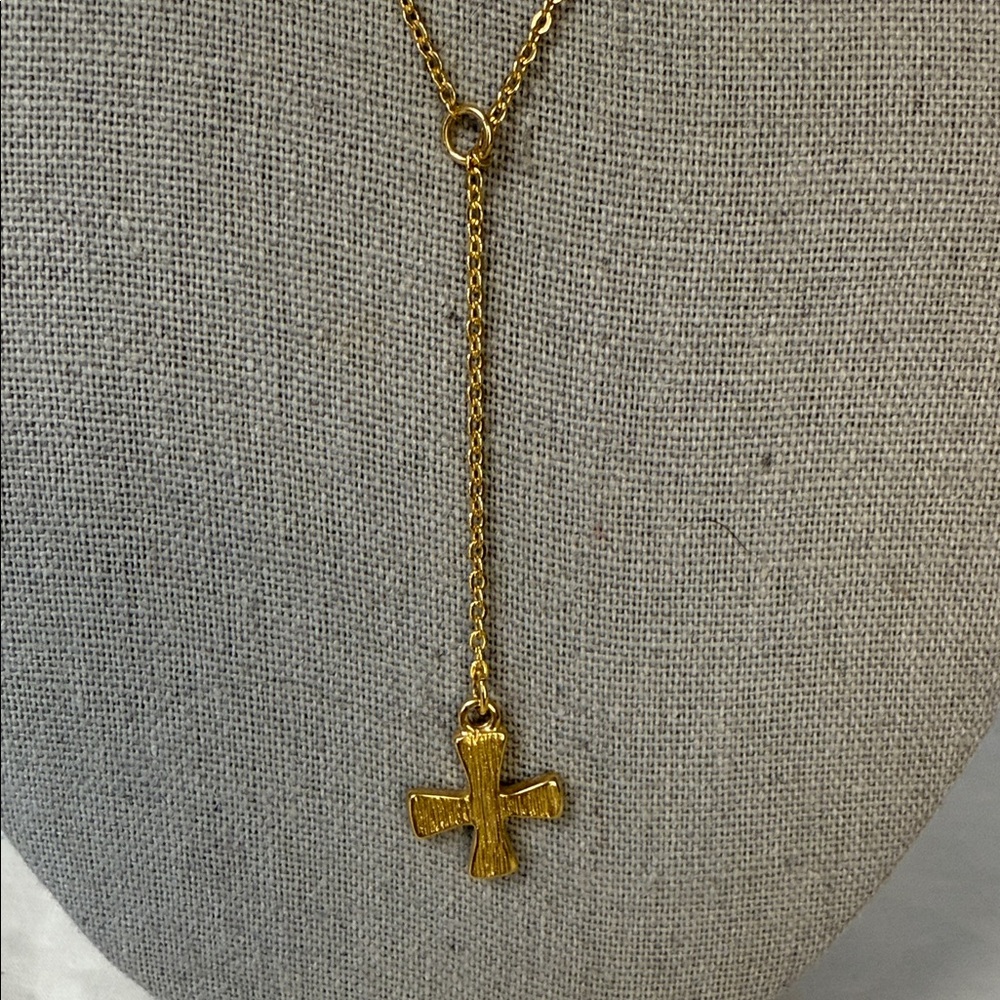Vintage Givenchy Goldtone Y-Drop Necklace with Cross Pendant - Picture 5 of 6